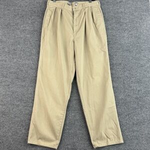 Vintage Polo Ralph Lauren Chino Pants Mens 35x30 Khaki Double Pleated Cotton